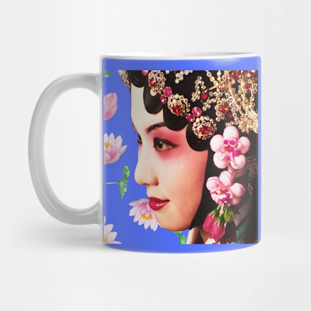 Chinese Opera Star with Lotus Flowers Deep Purple - Hong Kong Retro by CRAFTY BITCH